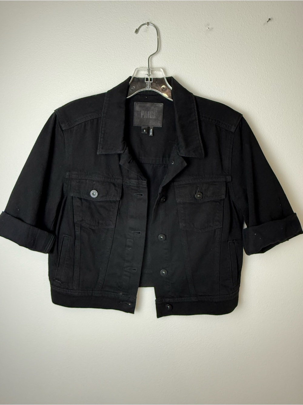 PAIGE Black Cropped Jean Jacket